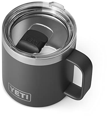 YETI Rambler Mug, Vacuum Insulated Stainless Steel Non Stackable Mug with Magslider Lid, Charcoal, 14 oz (414 ml)