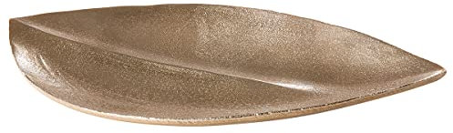 Casablanca - Ciotola decorativa a forma di foglia, in alluminio, color champagne, lunghezza 38 m