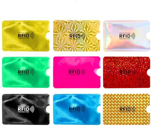 COMNICO 9 Stück RFID-Kartenhalter Bunt RFID-blockierende Hüllen Kreditkartenhülle RFID-Ausweisschutz für Damen und Herren (Mehrfarbig, 9.1 x 6.3 cm)