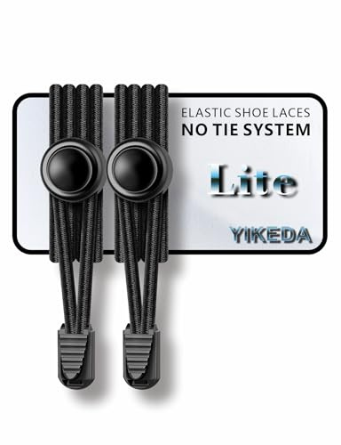 YIKEDA No Tie Elastic Laces 120CM Elastic Shoe Laces No Tie Elastic Shoelace Lock System Suitable for Kids Adults Elderly Disabled (Black)