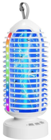 Lampara Antimosquitos, 3000V Mata Mosquitos Electrico 4000mAh Recargable USB con LED Luz, Trampa Moscas, Impermeable Antimosquitos Exterior para Interior Jardines Camping