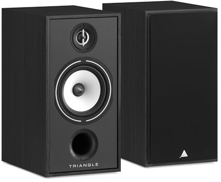 triangle Borea BR04 - Coppia di altoparlanti da scaffale, alta fedeltà, 2 vie, 25 mm, EFS Silk Dome Tweeter con guida d'onda, colore: Nero cenere