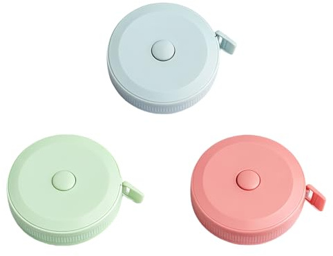 3 PCS Metre Ruban Couture, Mettre Corps, Mètres Ruban Rétractables de 1,5 m, Mesurer Double Face Souple en Fibre de Verre pour Couture, Bricolage et Mesure du Corps（Bleu, vert, rose）