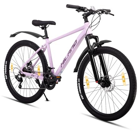 HILAND 26 tums mountainbike för kvinnor män vuxna, 21 växlar MTB med aluminiumram, dubbla skivbromsar, män och kvinnor mountainbike, lila