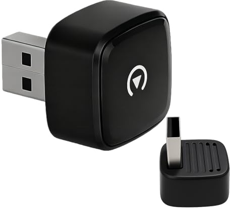Adattatore wireless 2 in 1 per auto CarPlay e Android, mini adattatore USB Plug & Play, compatibile con auto dal 2016 in poi, connessione stabile, design ultra compatto (Nero-L)
