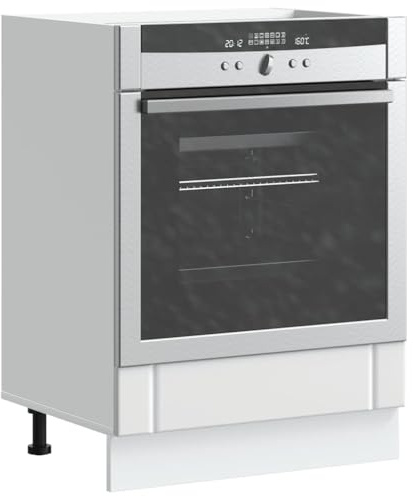 Zeehear Lucca Armoire de cuisine, blanche, en bois dérivé du bois, 60 x 46 x 81,5 cm, pieds réglables, armoire de cuisine pour four et micro-ondes, peu encombrante, facile d'entretien, durable