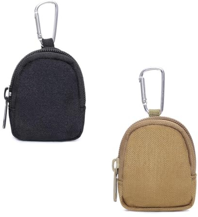IBXWMNG Lot de 2 Mini Porte-Monnaie avec Mousqueton en Toile Petit Porte-Monnaie pour Chien Sacs à Friandises pour Chien et Pochettes à Friandises pour Chiens Noir et Kaki