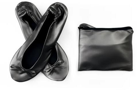 LCKKJHG Fashionabla vikbara inomhusbalettskor för bröllopsdans, platta tofflor utan spets för bröllopsceremonier, Black1, 36 EU | Svart 1,36 37