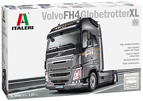 ITALERI 3940S – 1:24 Volvo FH4 Globetrotter XL, modelltillverkning, byggsats, stativtillverkning, hantverk, hobby, limning, plastbyggsats, detaljerad, olackerad