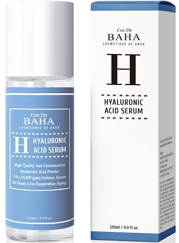 Cos De BAHA Hyaluronsäure-Serum Mit Reinem Natriumhyaluronat (10.000 Ppm) Feuchtigkeitsspendendes Gesichtsserum Für Trockene Und Feuchtigkeitsarme Haut 4 Fl Oz (1Er-Packung) Klar