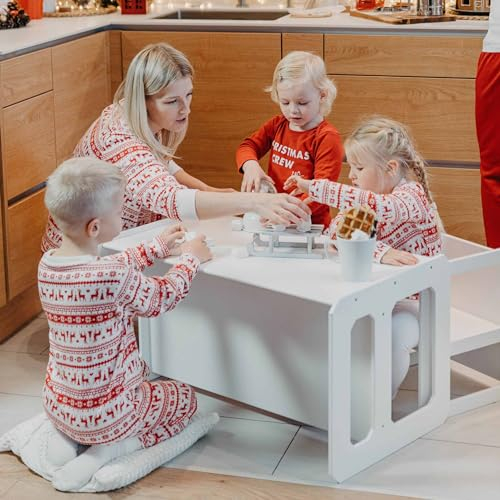 Sweet Home From Wood Spieltisch-Set aus Holz, für Kleinkinder, für Vorschul-Lerntisch, Entwöhnungstisch, Kinderspieltisch (weiß)