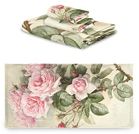 Mnsruu Ensemble de serviettes de bain absorbantes pour femme et fille, motif floral vintage