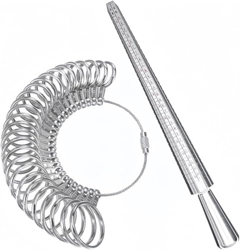 KAHEIGN Ring Sizer Gauge Set, UK Mandrel Stick Z 26 Sizes Measuring Finger Ring Jewellery Tool for Women Men Engagement Wedding (Silver)