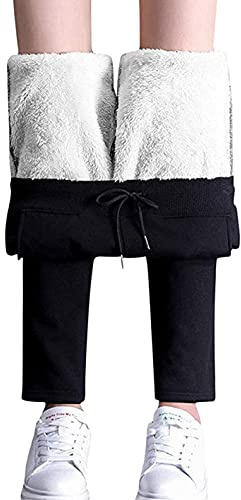 Joligiao Pantalón de Jogging Femmes Chaud Con Forro Polar - Pantalón de Deporte Largo Con Poches Polaire de Sachemire - Survêtement para Training Fitness en Invierno (Negro, Small)