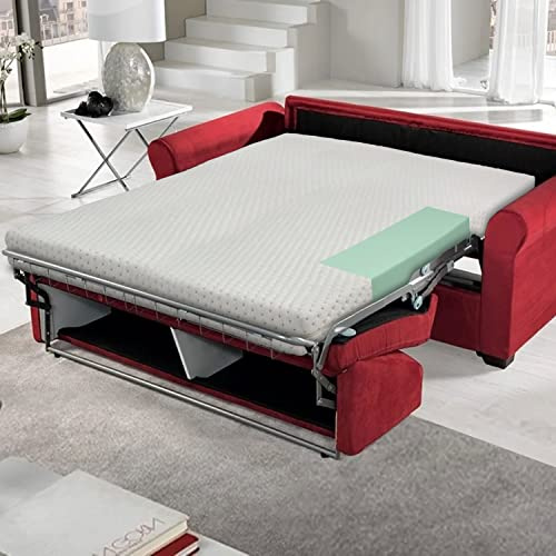 Flexinn Jolly - Materasso per Divano Letto 140x180 alto 12cm. Sfoderabile e lavabile in lavatrice. Adatto per camper, roulotte, brandine.