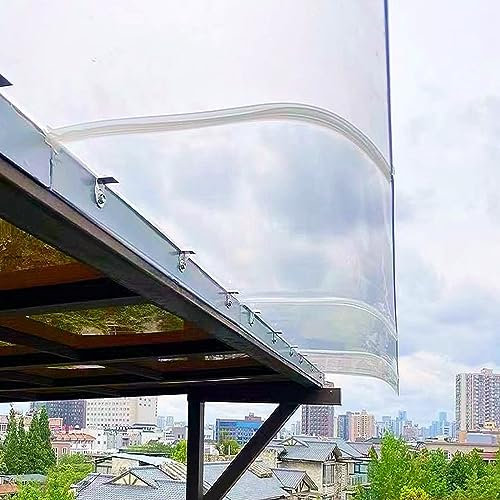Auvent de Porte Petit en Polycarbonate Marquise de Porte d'entrée Auvent de fenêtre Toit Abri Marquise Solaire Exterieur 40-500cm Largeur
