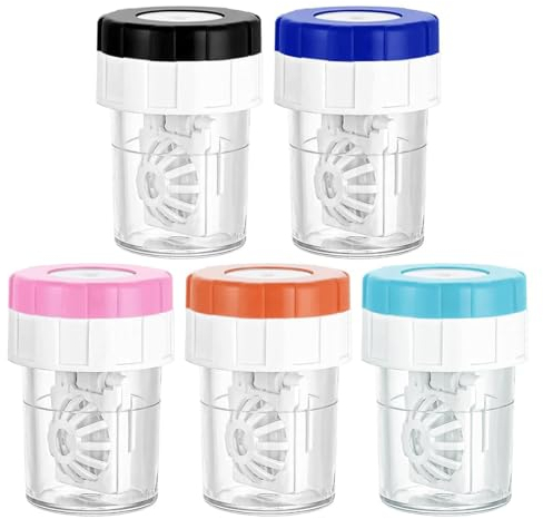 YOYEAH Set di 5 Contenitori per Lenti a Contatto con Macchina per la Pulizia - Portatile e Durevole per Uso Quotidiano