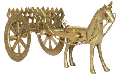 BRACOP® Statua di cavallo in ottone Statuina di cavallo in bronzo Pezzo forte in metallo Ornamento decorativo Figurina d'arte Carretto per cavalli Mini scultura Figura di cavallo Desktop di casa