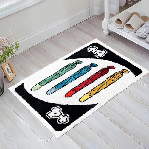 Reehot Modern Graphic 2x3 Area Rug, Cool Color Block Washable Non-Slip Rug for Bedroom Entryway, Easy Clean Floor Rug