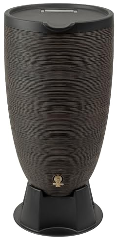 RTS Home Accents 50-Gallon Newport Rain Barrel with Stand and Removable Lid, Bronze Color