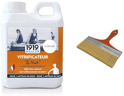 1919 BY MAULER - Vitrificateur « Le Nude » - Mat invisible - 1L : protection très longue durée & SAVY Spalter à lisser ou vitrifier largeur 180mm, Brun