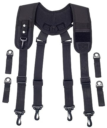 tuwiwol Ceinture à outils réglable - Indispensable pour tous les amateurs de bricolage Ceinture à outils réglable rembourrée pour hommes en nylon X Type Tactics Bretelles, noir