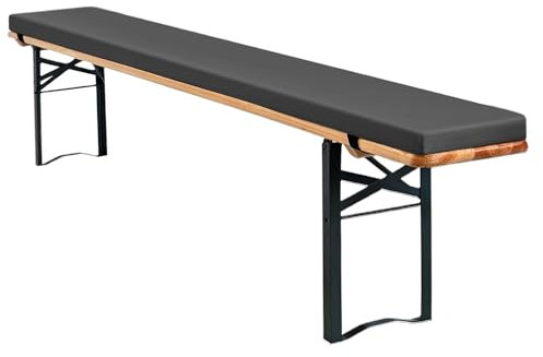 EBETA Bierbankauflage Sitzauflage Boden Rutschfester Bankauflagen Bierbank-Auflage wasserabweisend Mit Schnalle 220x25x3 cm (Anthrazit, 2 Stück)