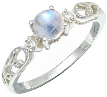 Bague en pierre précieuse - En argent sterling 925 - Pour homme et femme - Article cadeau - Bijou fait main - TSR1237AA, 52 (16,6), Métal précieux Pierre précieuse, Pierre de lune