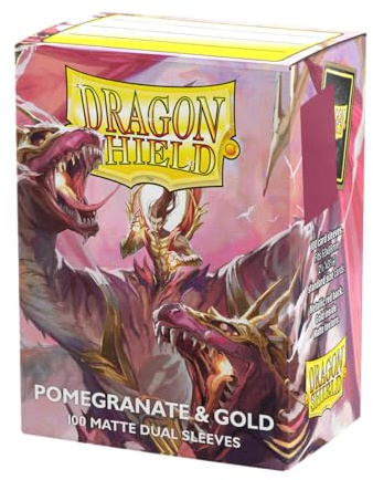 Dragon Shield | Matte Dual Standard Size Card Sleeves | 100 CT - Smooth & Tough Premium TCG Sleeves - Compatible with Pokemon, Flesh & Blood, One Piece & Magic the Gathering | Red/Gold