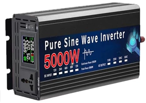 Coche Inversor 2000W 3000W 4000W 5000W Inversor Onda Sinusoidal Pura 12V 220V 24V 110V CC A CA Convertidor De Voltaje De Energía Portátil Inversor Solar Automóvil Convertidor(5000W,12V_110V 60HZ)
