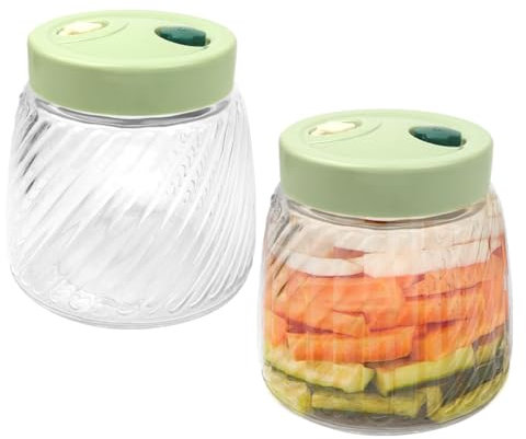 Kitchnexus 1L Fermentierglas mit Entlüftungsventil, 2 Stück Gärbehälter zum Gären von Kimchi und Marmelade