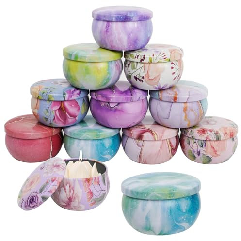 12 tarros pequeños para velas de 65 ml, latas de metal para la fabricación de velas, envases de almacenamiento de velas redondos, paquete grande, recipientes vacíos con tapa, mini velas para especias