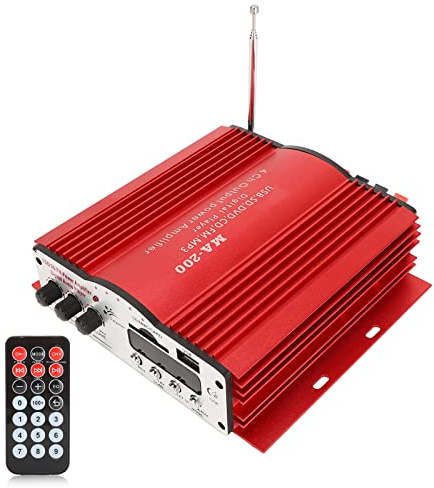 Amplificador de Audio para Automóvil de Metal, Potencia Estéreo de Alta Sensibilidad 30 W 4 Canales para MP3 MP4 DVD VCD FM Reproducción USB, Control Remoto Incluido, Sonido