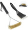 Fyfjur 2 Pezzi Spazzola Barbecue, 2 in 1 Spazzola BBQ in Ottone per una Pulizia Profonda con Raschietto in Acciaio Inox, Resistente ai Calore e Antiruggine Spazzola Per Barbecue a Gas e Carbone