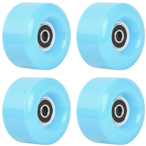 4 Piezas Ruedas Patines Antideslizantes, Quad Ruedas con Rodamientos, PU Ruedas de Repuesto, Ruedas de Patines de Doble 58*39 mm para Patinaje de Doble fila en Interiores o Exteriores (Azul)