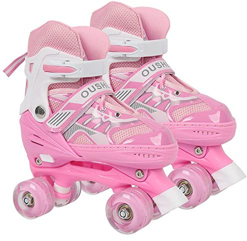Homewell Patins à roulettes Lumineuses en Ligne Réglables pour Enfants Filles Garçons, Roller Enfant 3 à 9 Ans, Respirant Et Confortable, Idéal pour Les débutants (S TA27-32)
