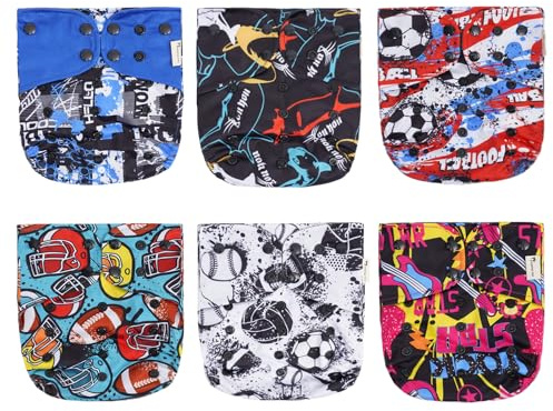 Castle Cat 6pcs Washable and Reusable One-Fit-All Cloth Diapers with Grey Polar Fleece Liner for Baby Girls and Boys(Without Inserts)