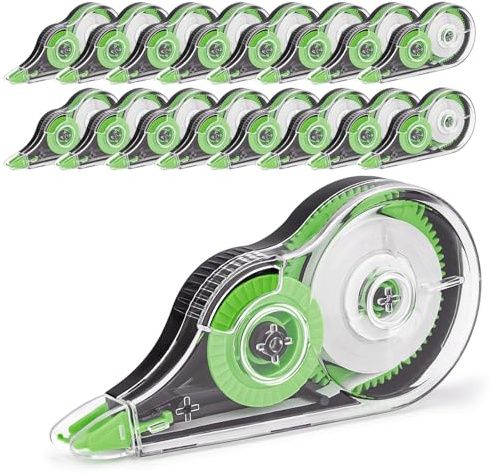 JEFURE Bianchetto a Nastro 16 Pezzi, 12m x 5mm Correttore a Nastro, Mini Scolorina Nastro con Copertura Protettiva e Rullo Adesivo, Cancellina Nastro Perfetto per Scuole e Uffici (Verde)
