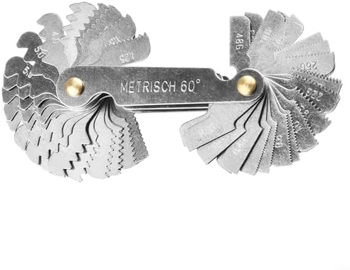 Set di misuratori per filettature metriche a 60 gradi e per filettatura imperiale a 55 gradi, 51 pezzi con acciaio ad alta resistenza e finitura cromata per una maggiore durata