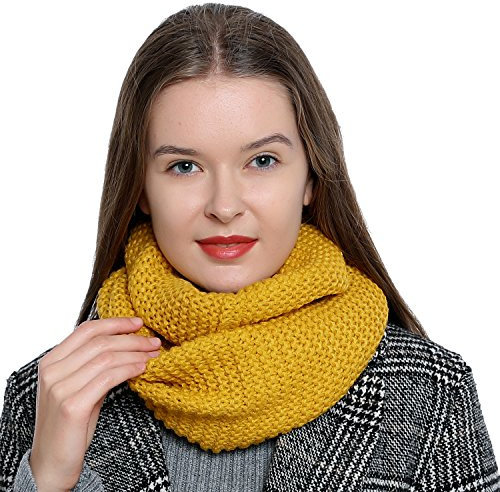 DonDon Loop Schal Damen Winter Schlauchschal Winterschal Rundschal weich und warm gelb