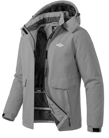 wantdo Women's Waterproof Ski Jackets Winter Snow Coat with Detachable Hood Coats Gray S