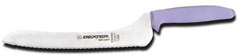 Dexter-Russell S163-9SCP-PCP Sani-Safe Sandwich Knife, 9 Scalloped Offset Blade, High-Carbon Steel, Textured Polypropylene Handle, Purple, Perfect Cutlery Packaging, Made in USA