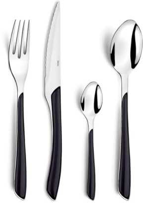 Amefa ECLAT - Cubertería multipiezas, acero inoxidable ABS estireno acrilonitrilo, Negro, Ménagère 32 couverts pour 8 personnes