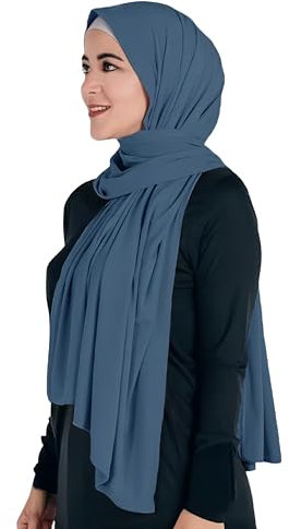 Lina & Lily Maxi Hijab Jersey Premium, Kopftuch Schal Turban für Muslimische Frauen (Indigoblau)