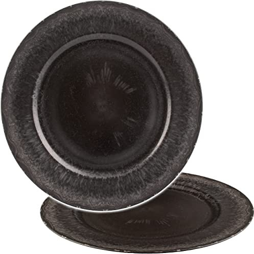 alles-meine.de GmbH Teller/Platzteller matt schwarz/Schiefer Farben Ø 33 cm - großer Unterteller/Plätzchenteller - Weihnachtsteller rund flach - Dekoteller - Gedeckter ..