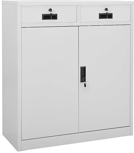 vidaXL Armadio per Ufficio Grigio Chiaro 90x40x102 cm in Acciaio