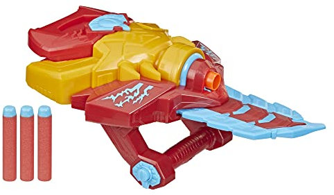 Marvel Avengers Mech Strike Monster Hunters Iron Man Monster Blast Blade Roleplay Toy with 3 NERF Darts, Toys for Kids Ages 5 and Up
