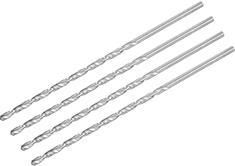 sourcing map HSS (Hochgeschwindigkeitsstahl) extra lange Spiralbohrer, 4 mm Bohrerdurchmesser 160 mm Länge 4 Stück