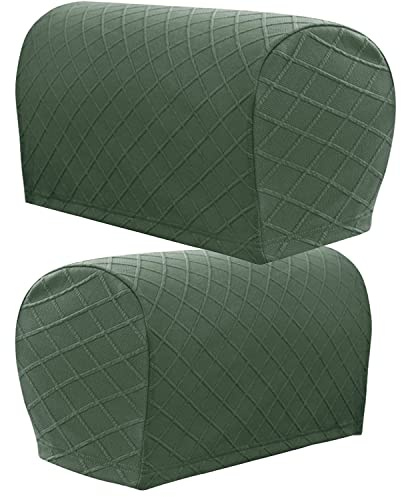 XIEHUZA 1Pair Armrest Chair Covers, Diamond pattern Arm Rest Covers Set Stretch Couch Arm Covers Anti-Slip Washable Sofa Chair Arm Covers Anti-Scratch Furniture Slipcovers for Couches (Green)