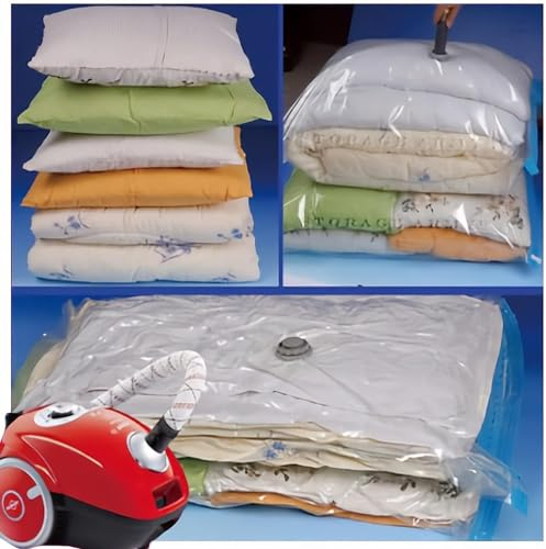 Set di 4 Sacchetti Sottovuoto Vestiti Grandi 100x70 cm - Sacchi Sottovuoto Piumoni Coperte - Buste per Indumenti da Viaggio Anti Polvere - Armadio Salvaspazio Big XXL Ermetici